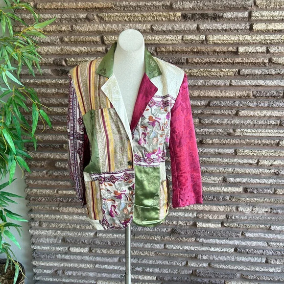 Other Destination Vintage 90s Crazy Quilt Patchwork Oversized Blazer Size Small - Picture 8 of 9